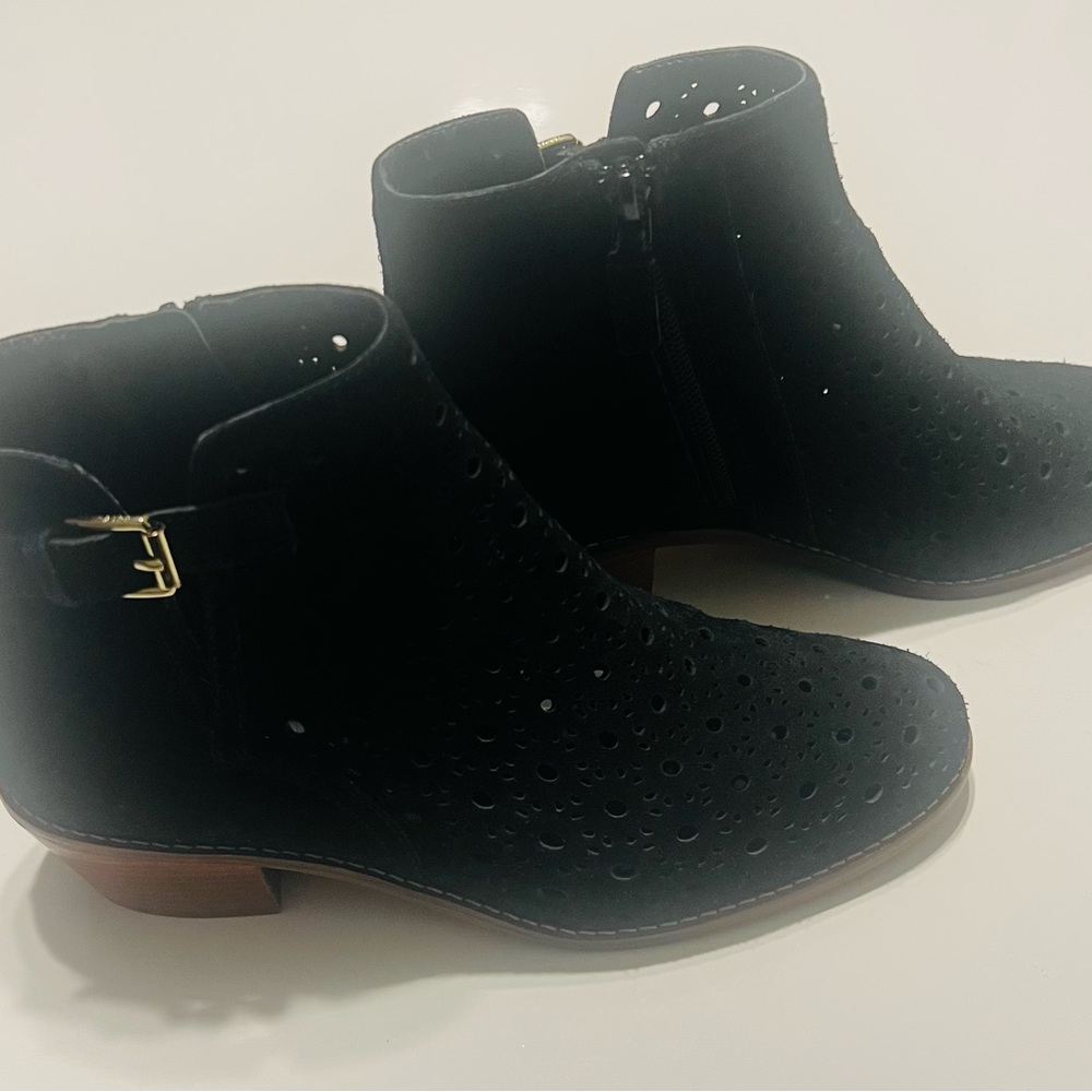 Cole Haan Black Ankle Booties with Perforated Design